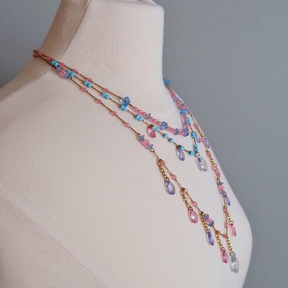 Joan Rivers Crystal Bead multicolor 3 Strand Necklace - Picture 4 of 6